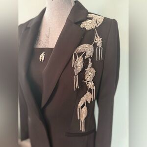 Elie Tahari Black Blazer with Silver Diamond 💎 Accents